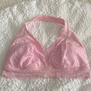 Aerie Lace Halter Bralette - Soft Pink